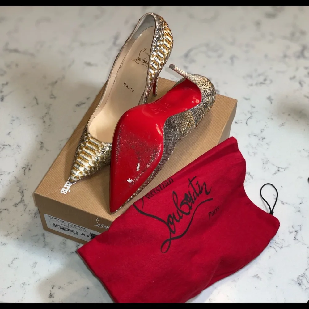 Christian Louboutin Gold Python So Kate 120 mm - Picture 2 of 3